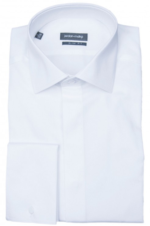 Chemise Blanche Gorge Cachée Poignets Mousquetaires