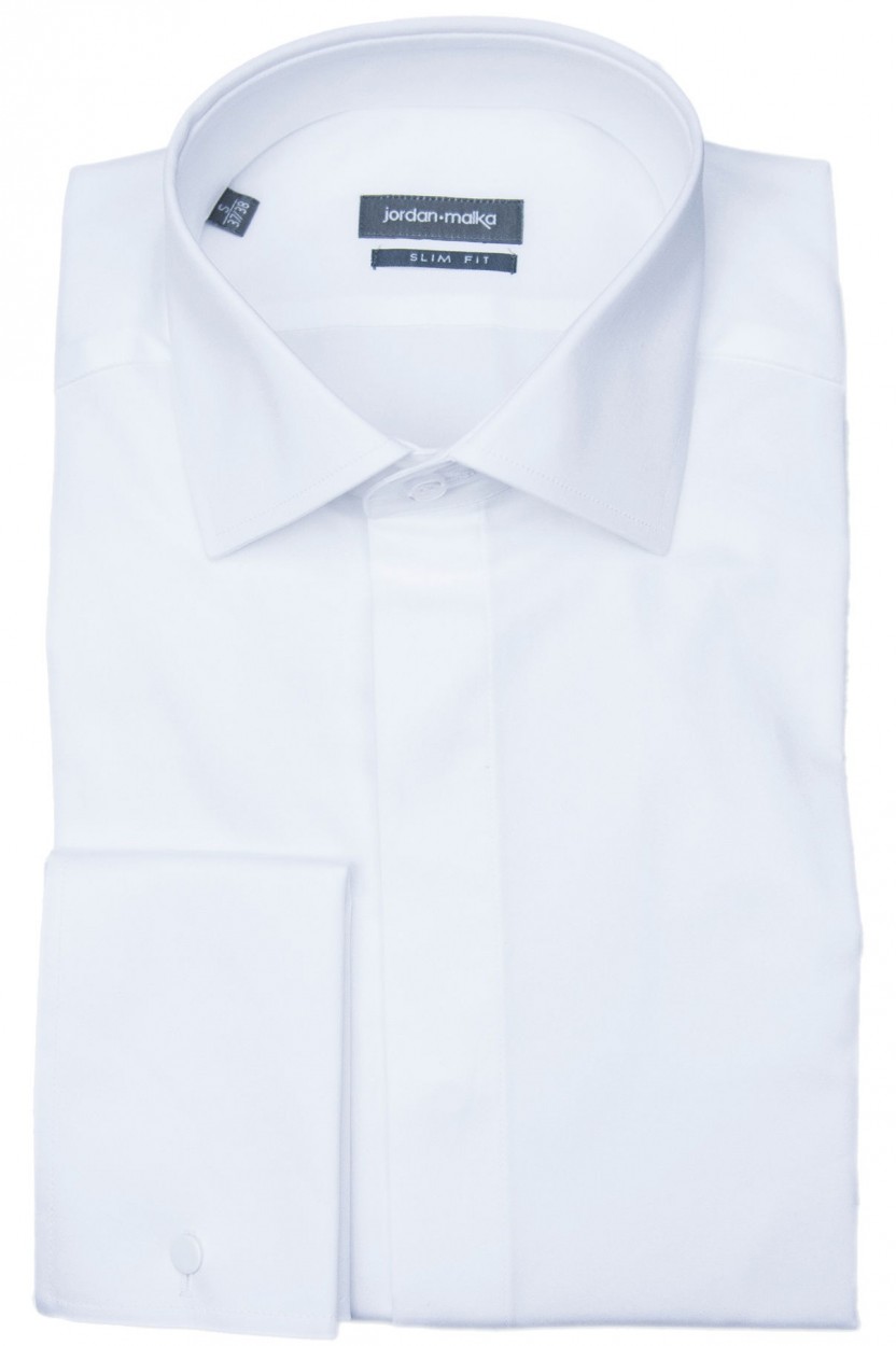 Chemise Blanche Gorge Cachée Poignets Mousquetaires