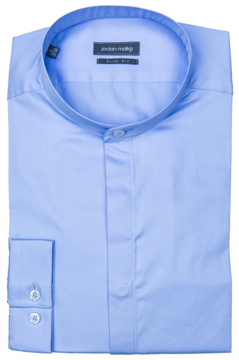 Chemise Col Mao Bleue