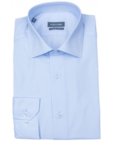 Chemise Bleue Royal Col Italien