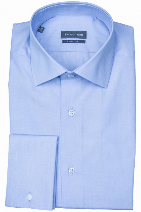 Chemise Bleue Poignets Mousquetaires