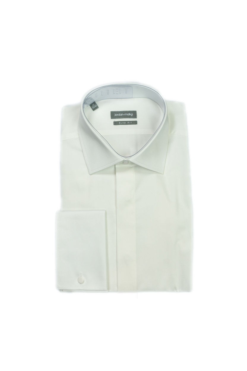 Chemise Ivoire Gorge Cachée Poignets Mousquetaires