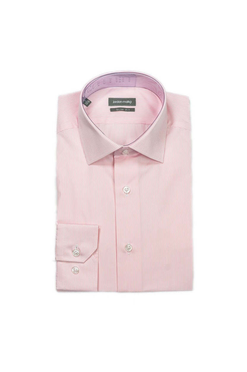 Chemise fines rayures roses