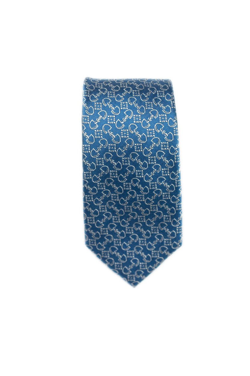 Cravate Bleue Etrier Blanc
