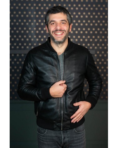 Blouson en Cuir Noir