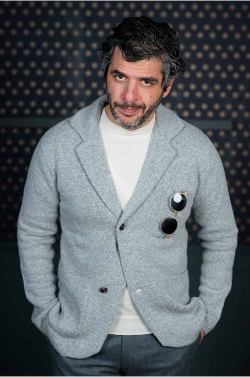 Veste En Maille Gris Clair
