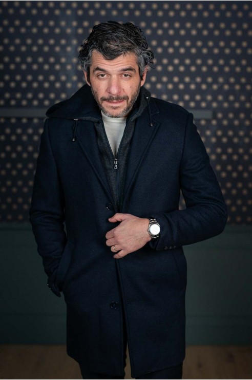 Manteau Bleu Marine Capuche Amovible