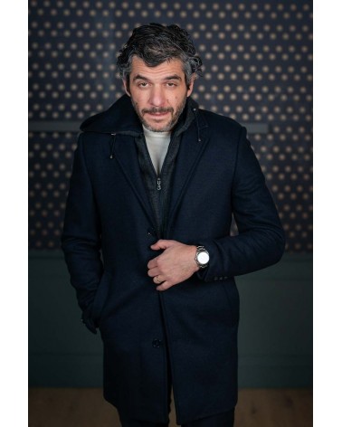 Manteau Bleu Marine Capuche Amovible