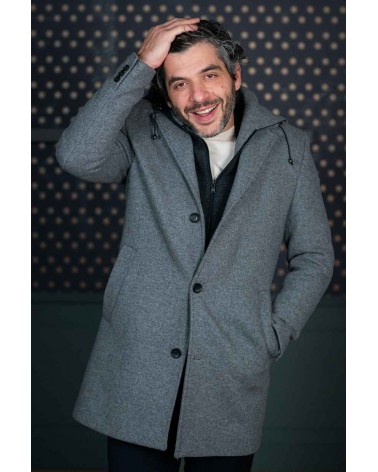 Manteau Gris Capuche Amovible